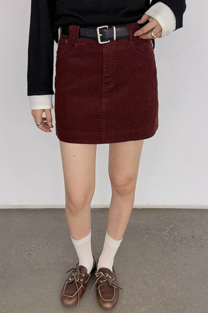 Retro Corduroy A-Line Christmas Skirt