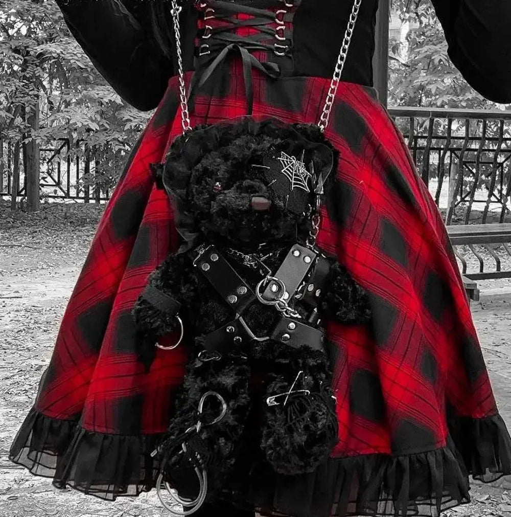 Diablo Design Lolita Halloween Gothic Blood Hell Bear Bag BLACK / 40cm