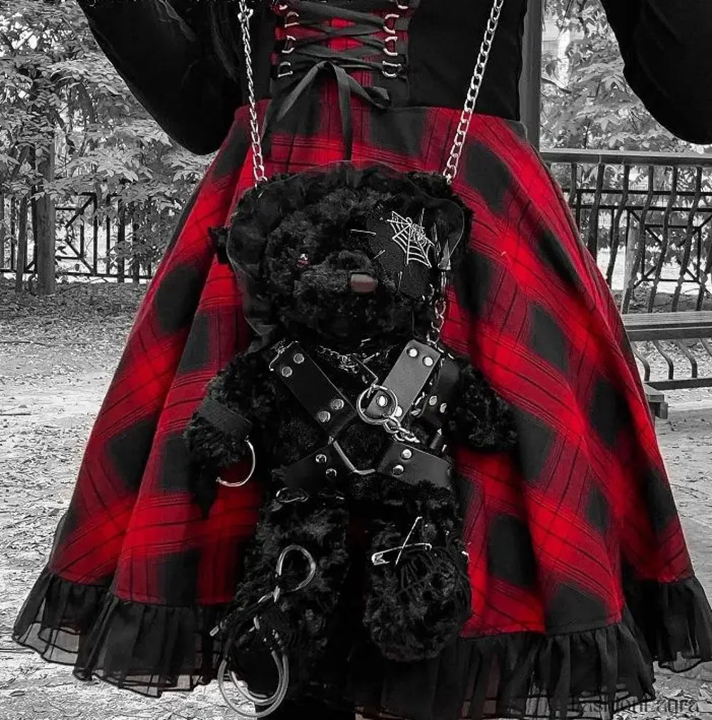 Diablo Design Lolita Halloween Gothic Blood Hell Bear Bag BLACK / 40cm