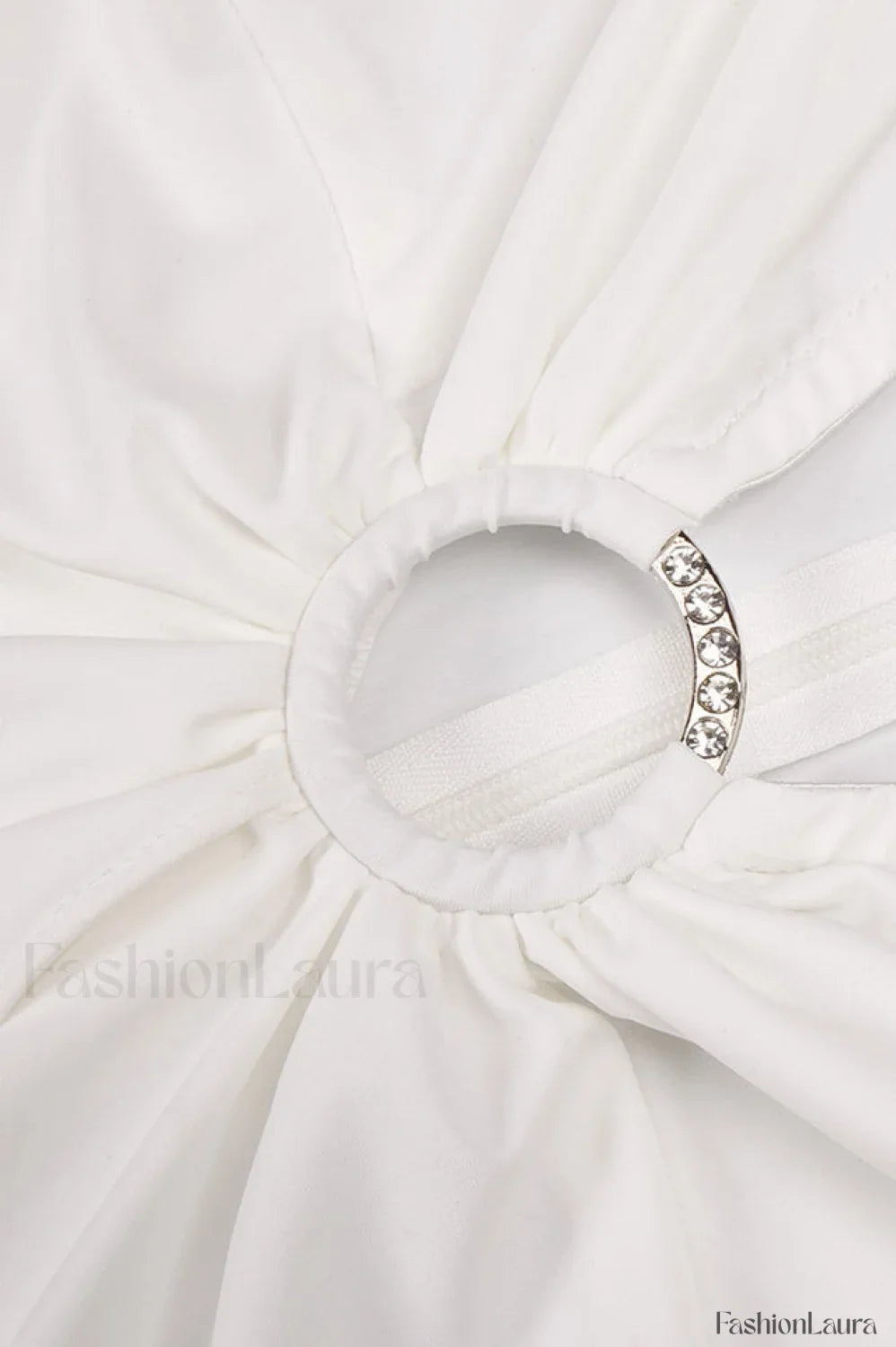 Draped Ring Detailed Charming Deep V Neck Dress