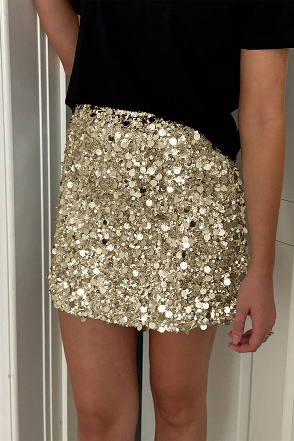 Sequins Hem Bodycon Mini Christmas Skirt