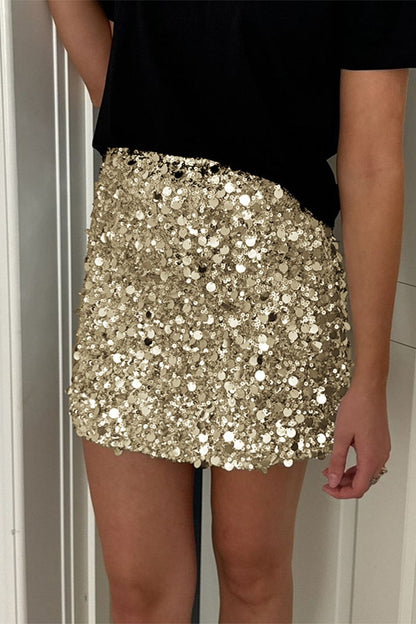 Sequins Hem Bodycon Mini Christmas Skirt