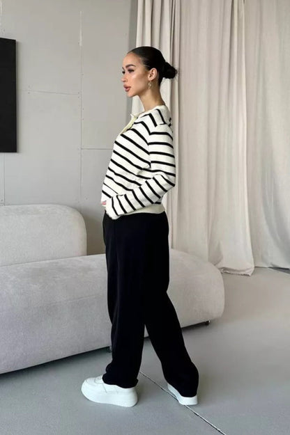 Short Striped Knit Christmas Cardigan