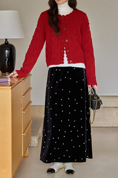 Vintage Crochet Knit Christmas Cardigan