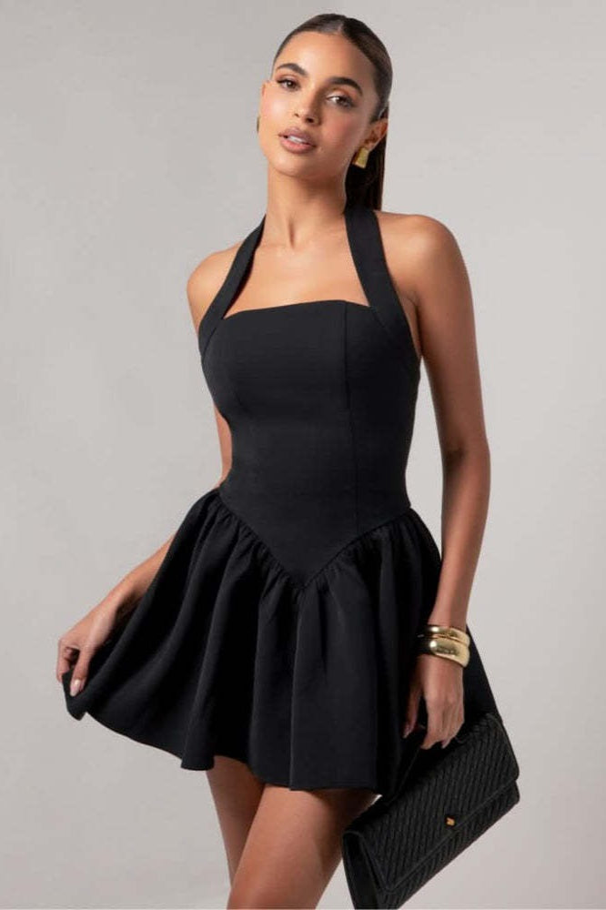 High Waist Backless Slip Dress