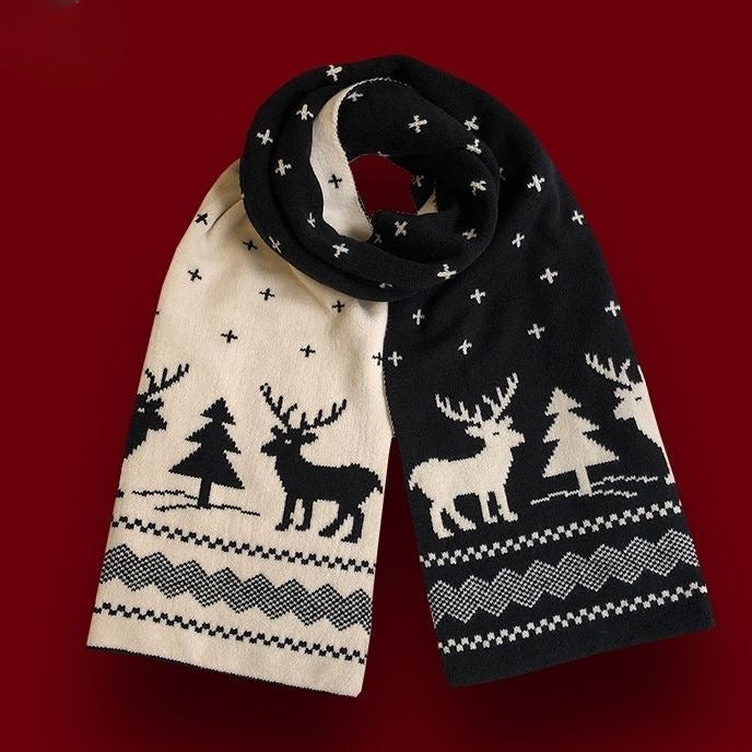 Reindeer Knit Christmas Scarf
