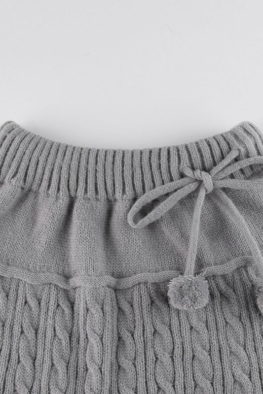 Cable Knit Pom Pom Trim Christmas Skirt