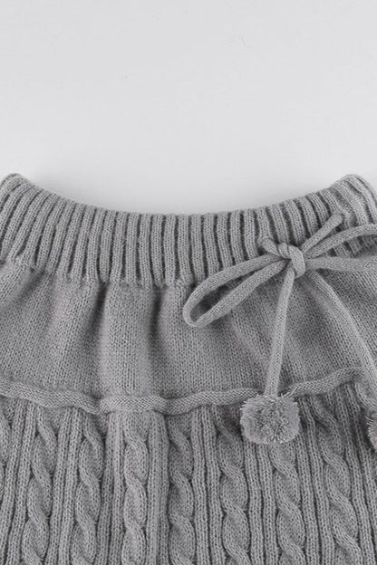 Cable Knit Pom Pom Trim Christmas Skirt
