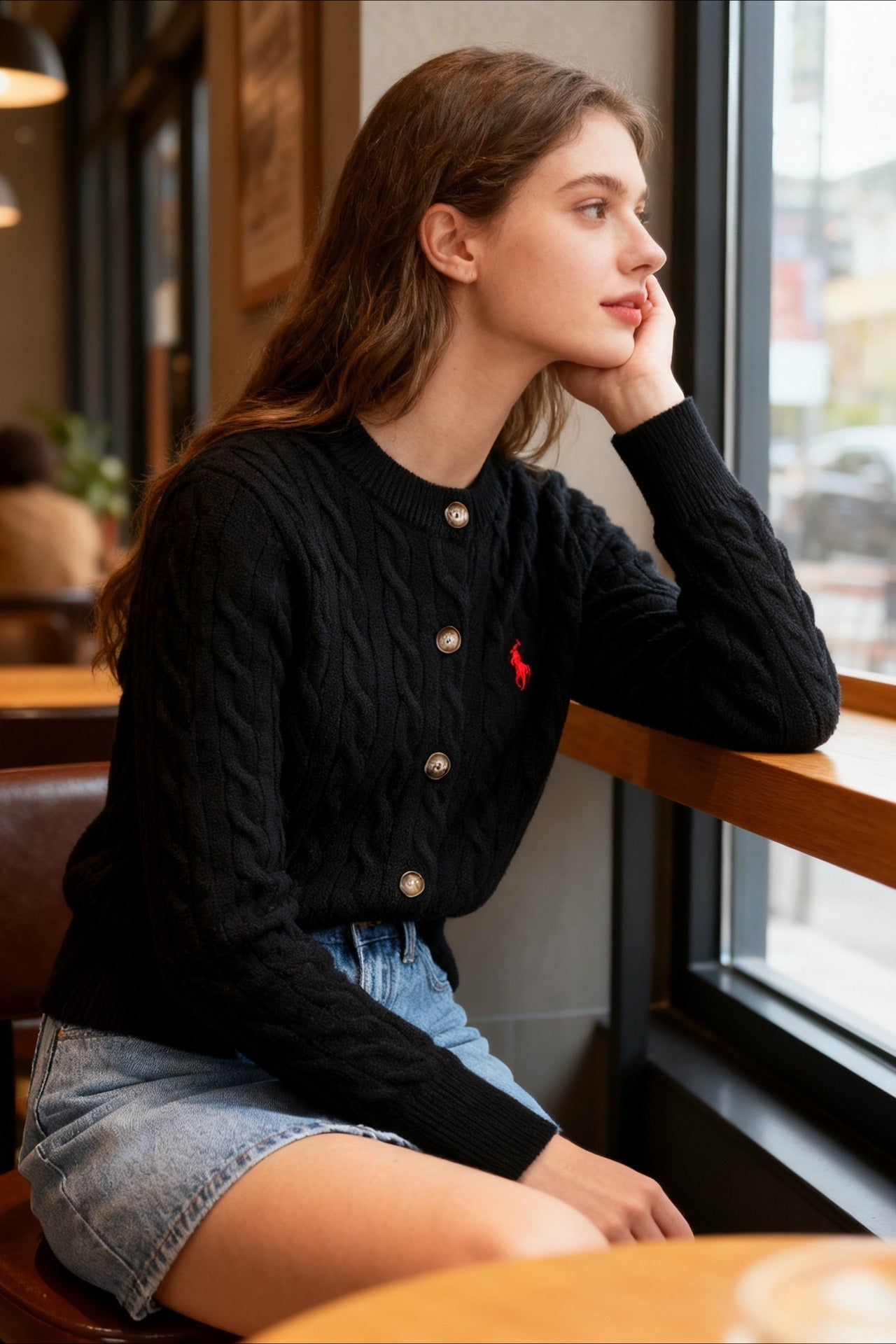 Embroidered Cable Wool Christmas Cardigan