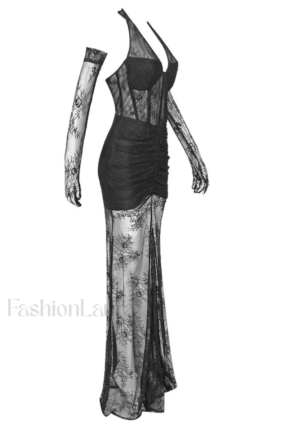Elsa Halterneck Stylish See through Maxi Dress