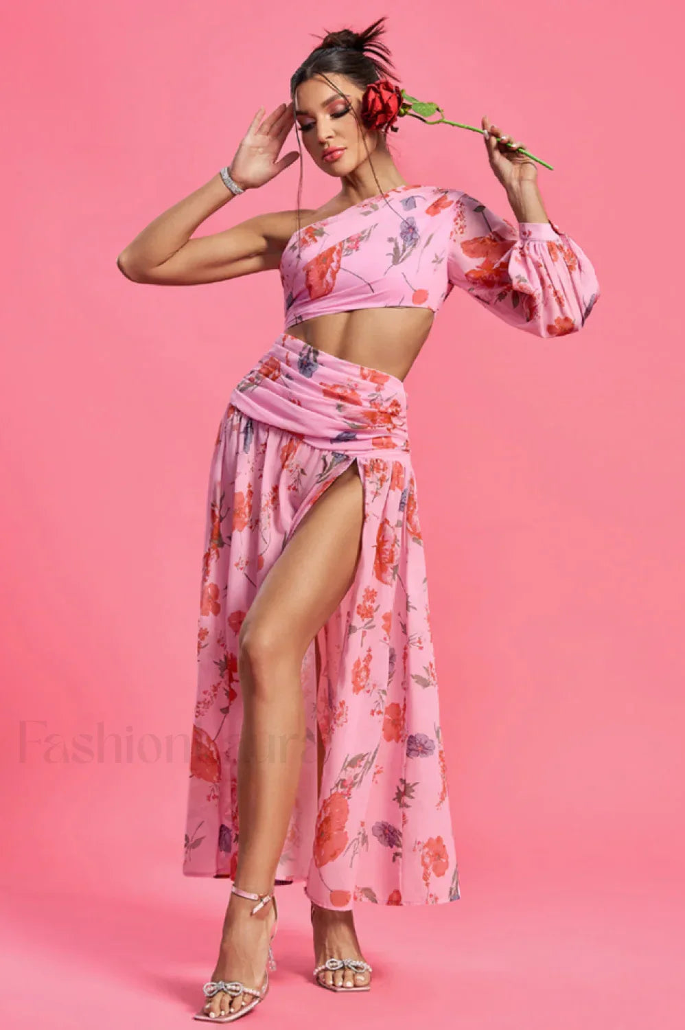 Emily Printed Stylish One Shoulder Dress