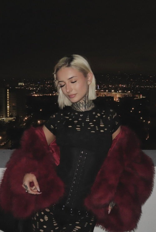 Hooded Faux Fur Blend Christmas Outerwear