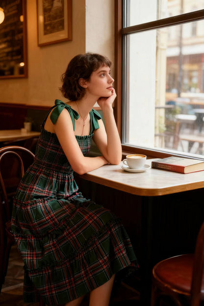 Colorful Plaid Print Slip Dress