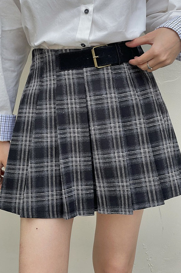 Vintage Plaid Pleated Christmas Skirt
