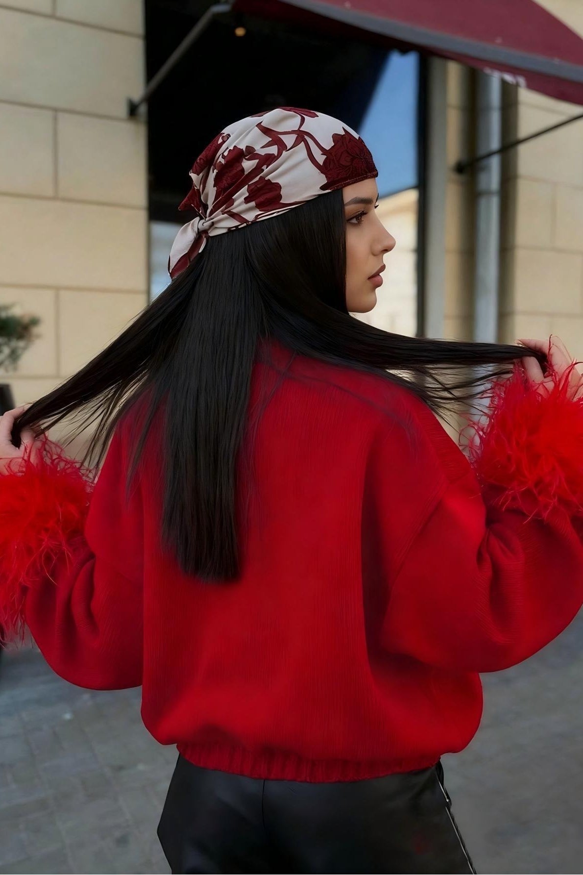 Furry Cuff Metal Button Christmas Cardigan