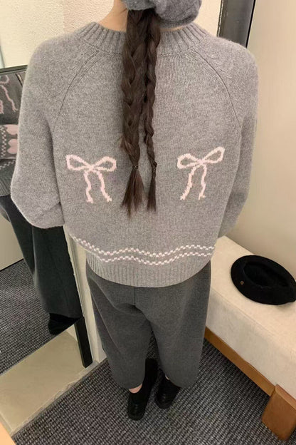 Relaxed Fit Bow Front Christmas Cardigan