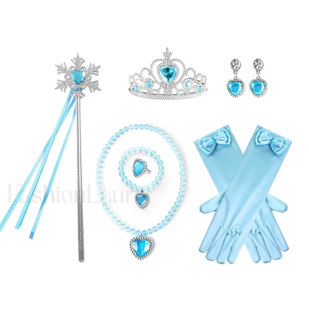 Fancy Princess Halloween Snow Queen Sequin Toddler Christmas Cosplay Party Kid Costume 2 3T(Size 100) / Dress set 1