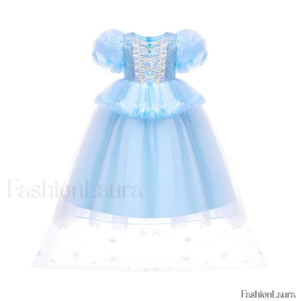 Fancy Princess Halloween Snow Queen Sequin Toddler Christmas Cosplay Party Kid Costume 2 3T(Size 100) / Elsa Dress With