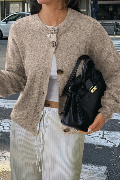 Minimalist Button Long Sleeve Christmas Cardigan