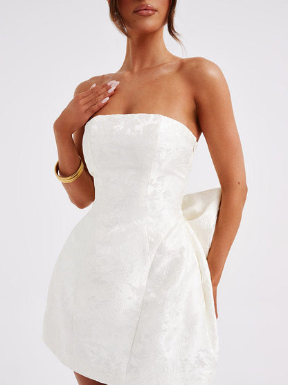 Amelia-Jacquard Knot Short Dress