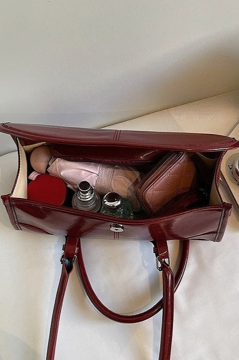 Waxed Leather Retro Long Handbag Chic Shoulder Underarm Commuter Bag