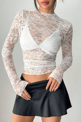 Floral Lace Mock Neck Top