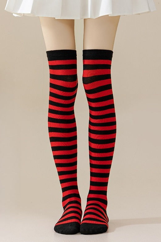 Striped Knee High Christmas Socks