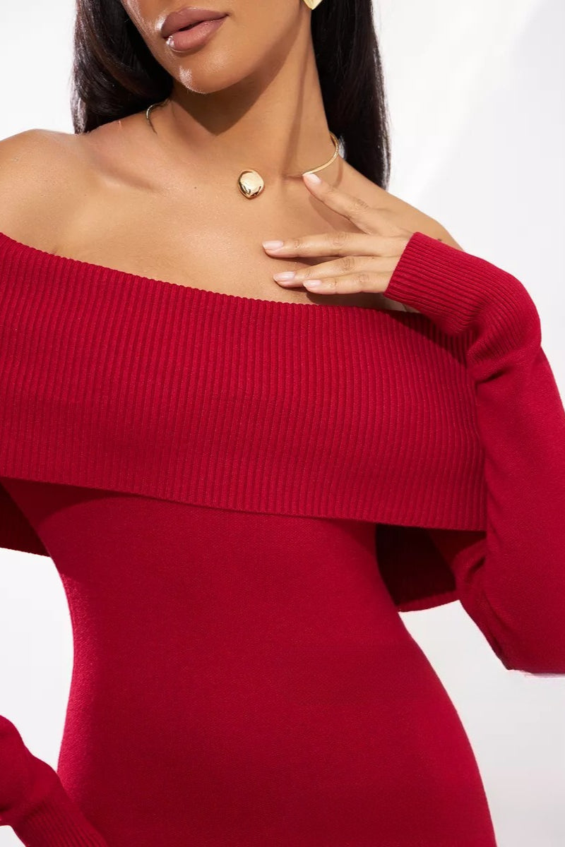 Off Shoulder Knit Party Dress
