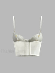 Floral Semi Sheer Mesh Lace Crop Corset Top Corset