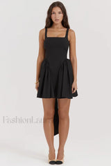 Florianne Black Stylish Bow Mini Dress XS / Black