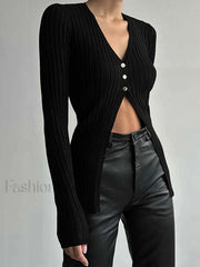 Free Your Mind Long Sleeve Knit Top Black / XS Knit Tops