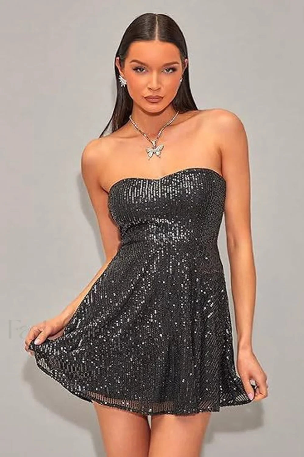 Glitz and Stylish Glam Sequined Dress S / Black