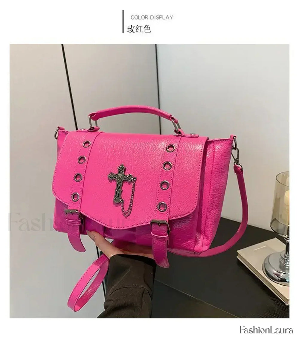 Goth Style Large Capacity Skull Multi function Unisex Waterproof Backpack Bag Pink