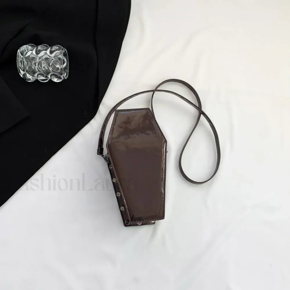 Gothic Adjustable Spider Coffin Shape Mobile Phone Y2K Halloween Satchel Purse Bag