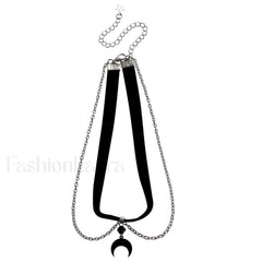 Gothic Black Velvet Pendant Necklace BLACK