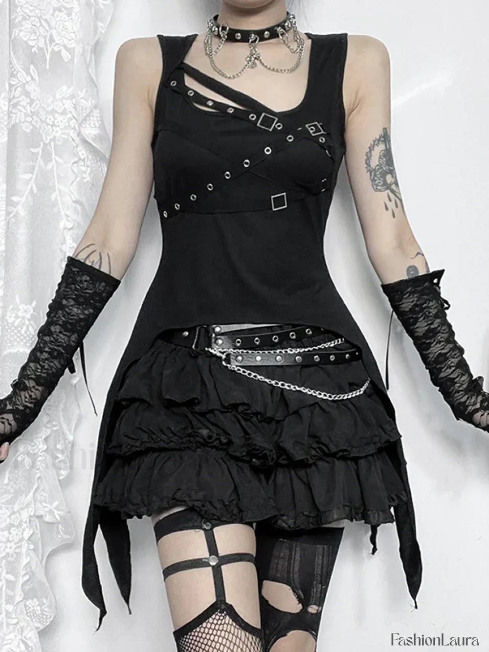 Gothic Crop Sleeveless Y2K Harajuku Irregular Top