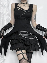 Gothic Crop Sleeveless Y2K Harajuku Irregular Top