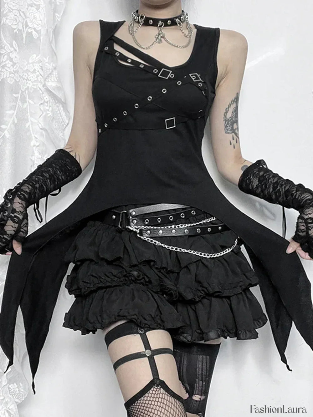 Gothic Crop Sleeveless Y2K Harajuku Irregular Top