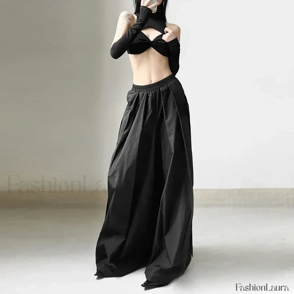 Gothic Emo Techwear Baggy Pants for Women with Vintage Flair