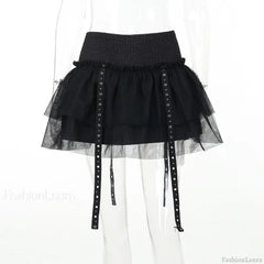Gothic SteamPuffy Tutu Women’s Retro Classic High Waist Tulle Multi Layered Skirt Black / S