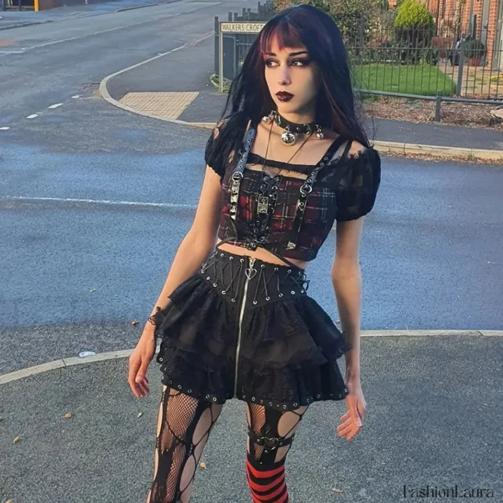 Gothic Vintage High Waist Zipper Cosplay Skirt