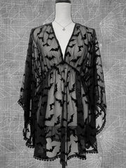 Grunge Chiffon Bat Club Black Through Aesthetic Graphic Lace See E Girls Goth Night Dress