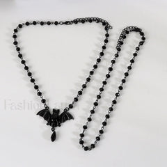 Halloween Gift Black Bat Pendant Necklace BLACK