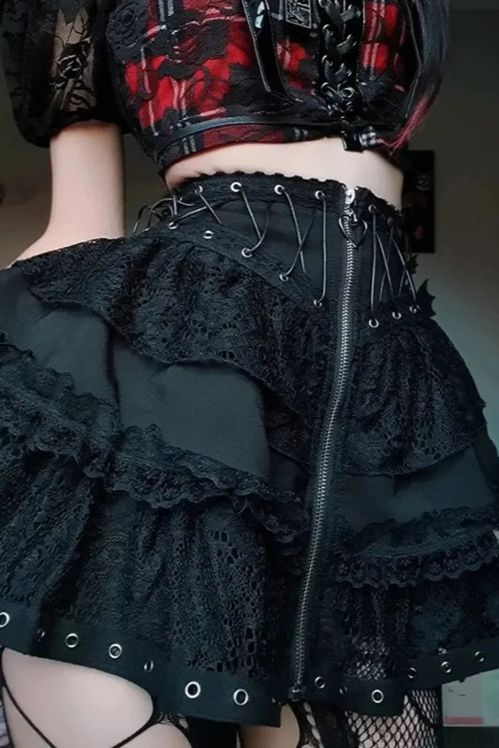 Halloween Gothic Punk High Waist Zipper Mini Skirt Black / S