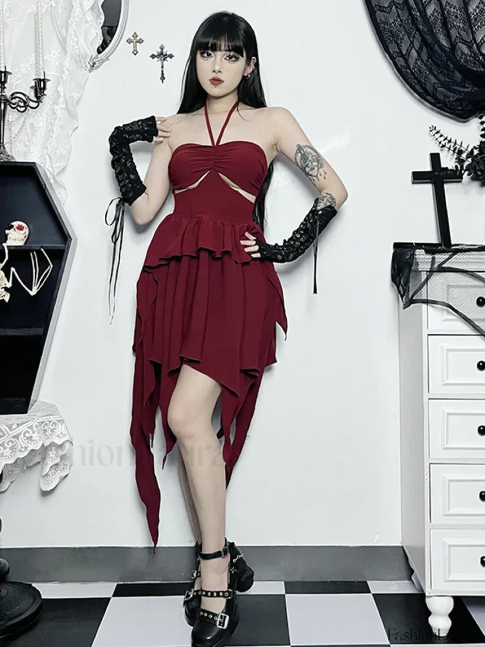 Halter Bodycon Sleeveless Party Hem Mini Cocktail Ruched Neck A Line Sexy Asymmetrical Dress