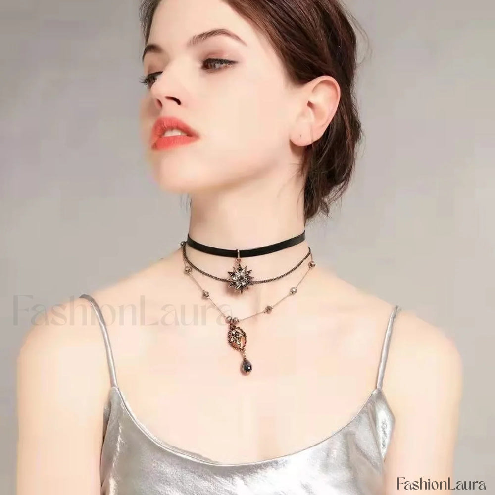 Harajuku Dark Lolita Steam Punk Choker Necklace SILVER