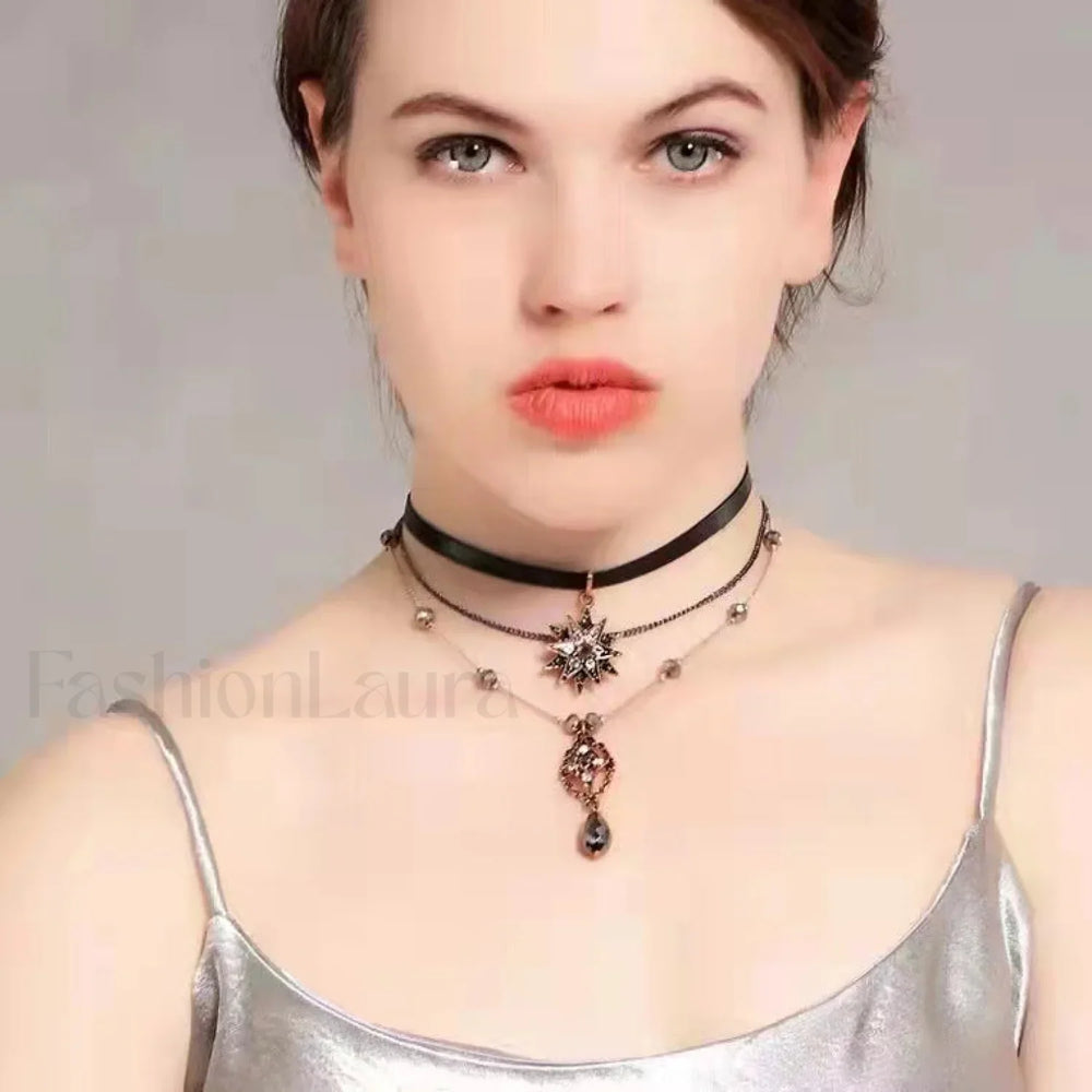 Harajuku Dark Lolita Steam Punk Choker Necklace SILVER
