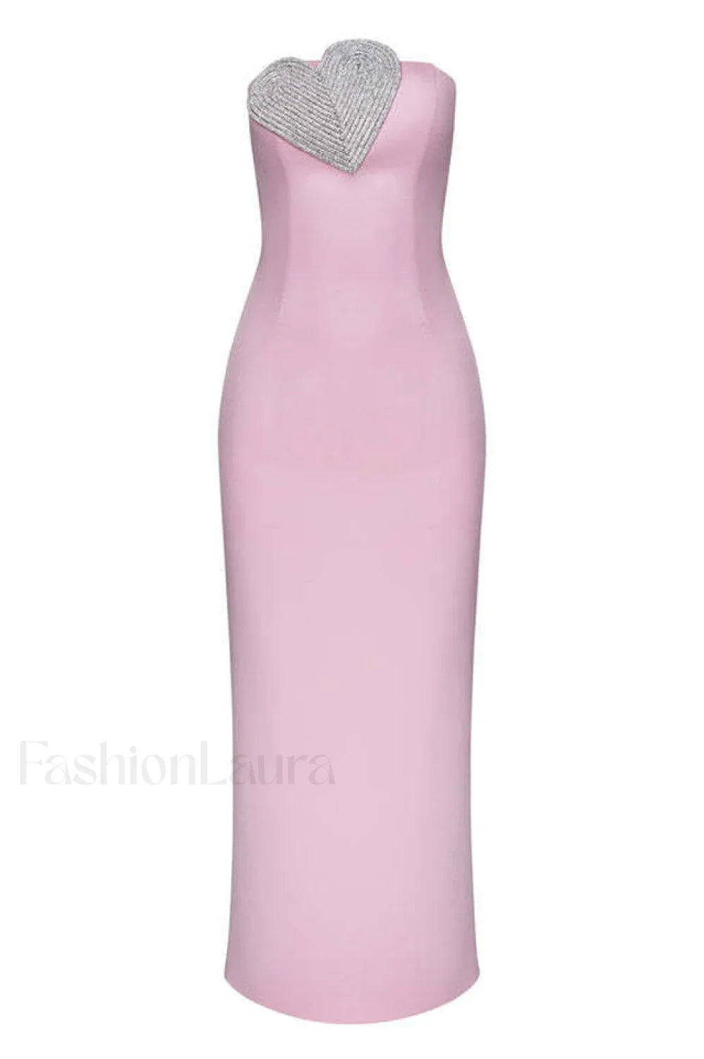 Heart Embellished Strapless Charming Cady Column Dress XS / Pink