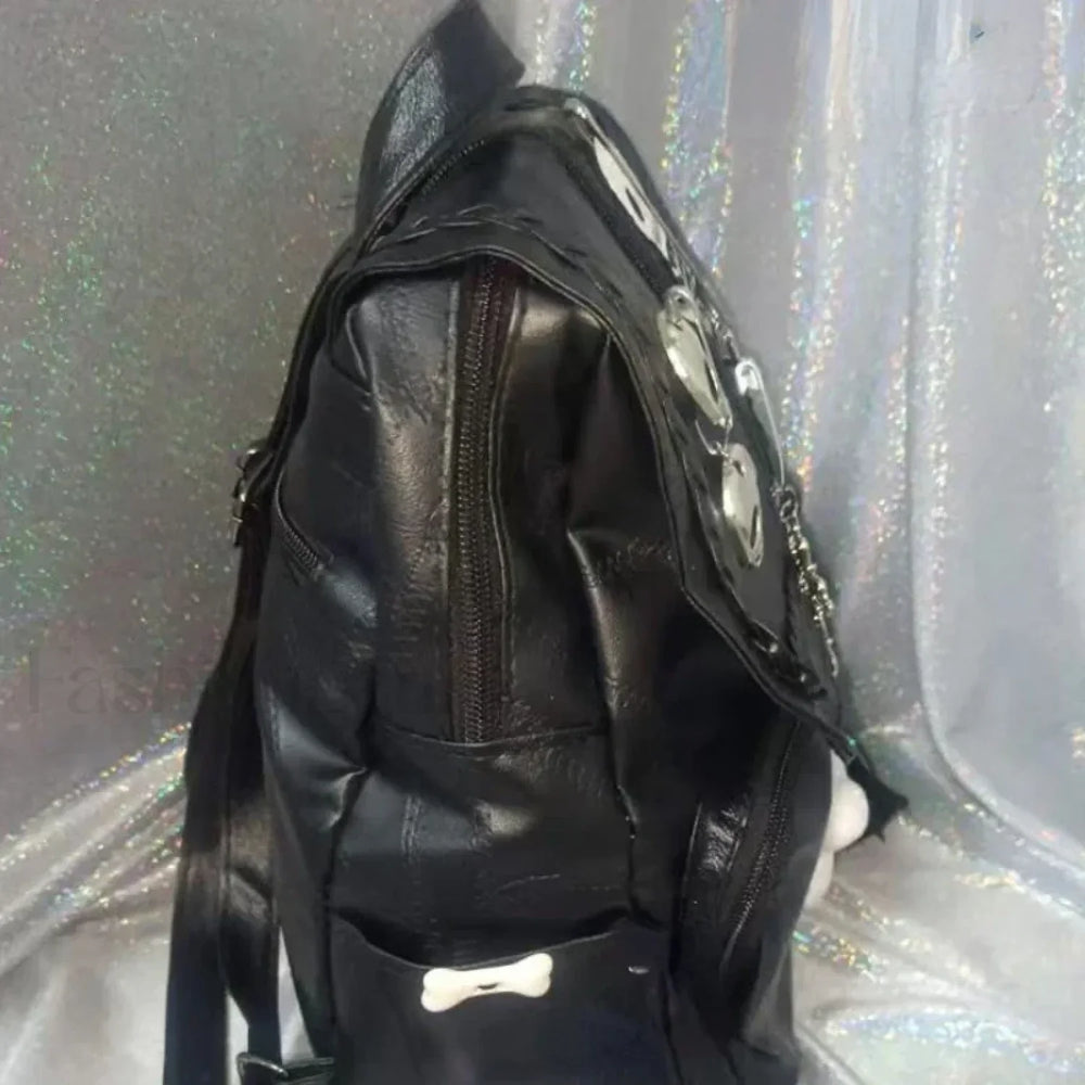 Korean Skull Aesthetic Cross Girls Cool Sweet Punk Vintage Y2K Bag Black
