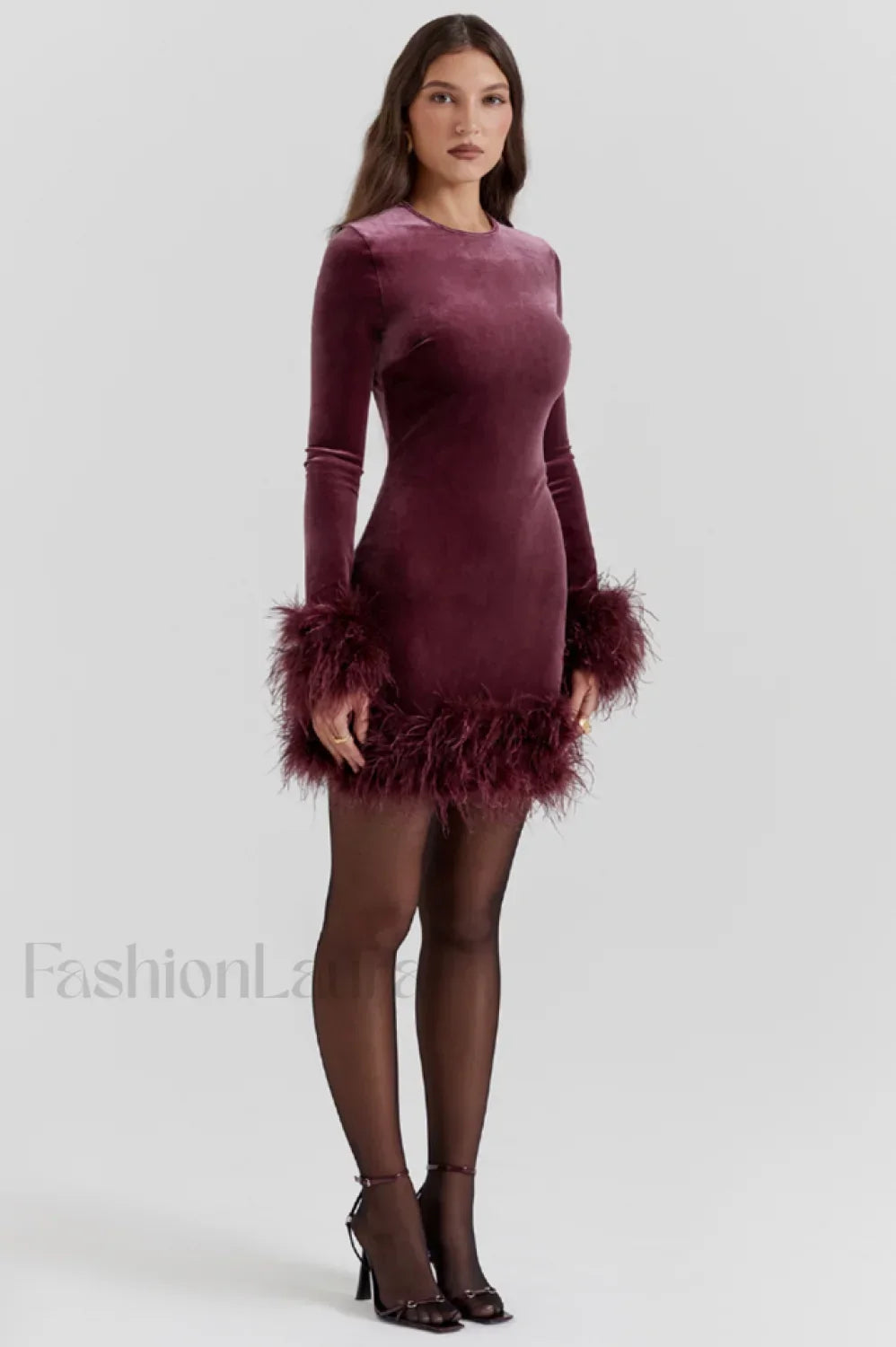 Lavinia Mulberry Stylish Velvet Mini Dress